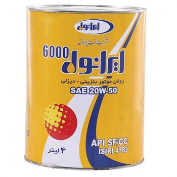 6000 روغن موتور  4لیتری   20W50ایرانول